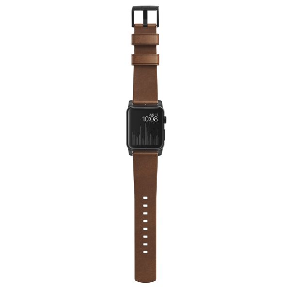 Nomad Bracelet moderne en cuir Apple Watch Series 1 t/m 11 / SE / Ultra (44/45/46/49 mm) - Brown / Black