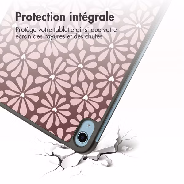 imoshion Coque tablette Design Trifold Apple iPad 11 (2025) 11 pouces A16 / iPad 10 (2022) 10.9 pouces - Bloom Love Blush