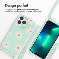 imoshion Coque design en silicone avec cordon iPhone 13 Pro - Green Flower Distance