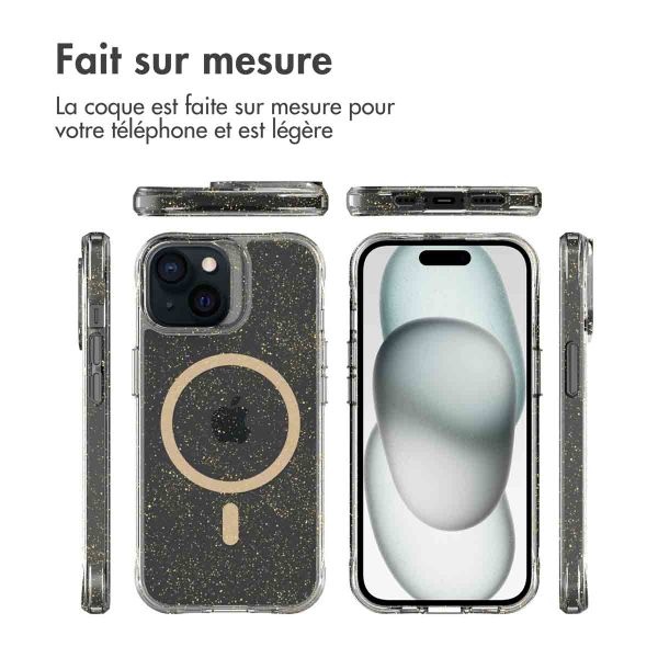 imoshion Coque arrière transparente Pailletée avec MagSafe Apple iPhone 15 - Doré