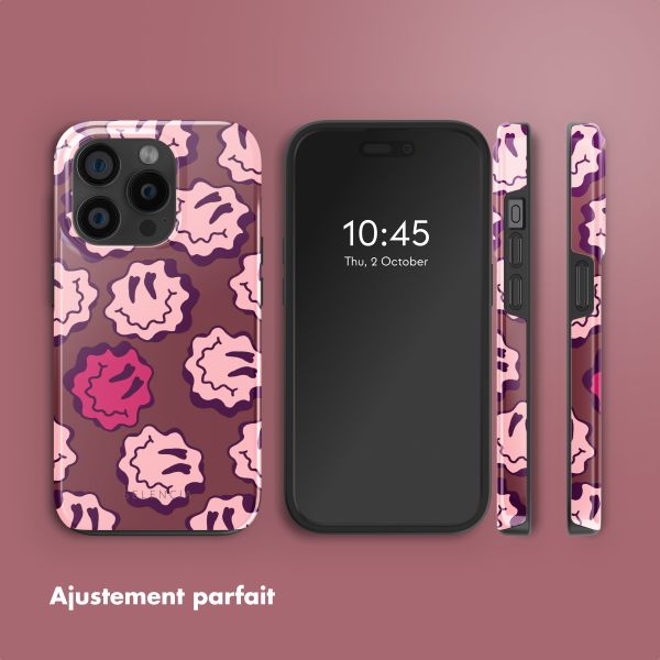 Selencia Coque arrière Vivid avec MagSafe Apple iPhone 15 Pro - Wavy Smiley Pink