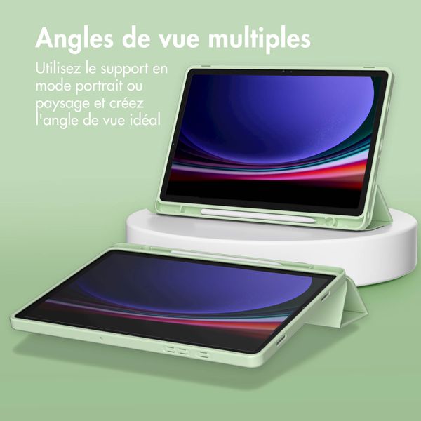 Accezz Coque tablette portefeuille Smart Silicone Samsung Galaxy Tab A9 Plus - Vert clair