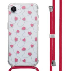 imoshion Coque Design avec cordon Apple iPhone 16e - Dusty Rose Connected Hearts