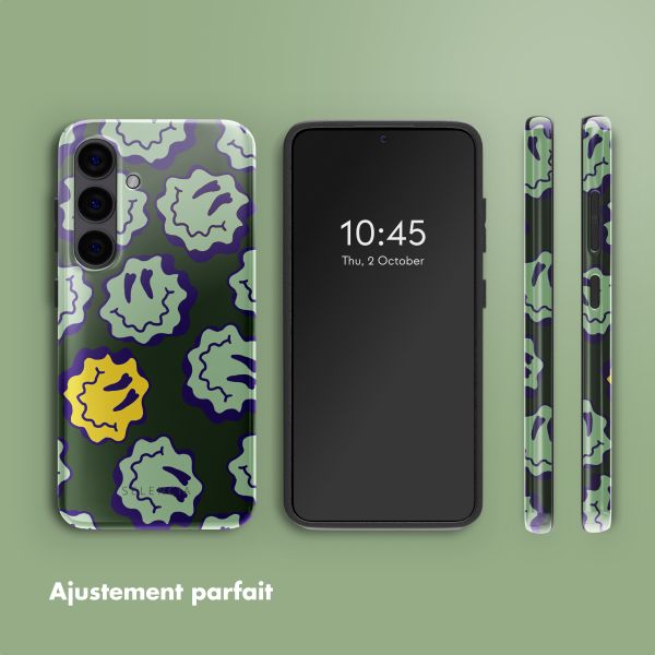 Selencia Coque arrière Vivid Samsung Galaxy S24 - Wavy Smiley Green