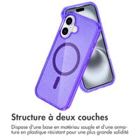 imoshion Coque Pailletée avec MagSafe Apple iPhone 16 - Paillettes Violet