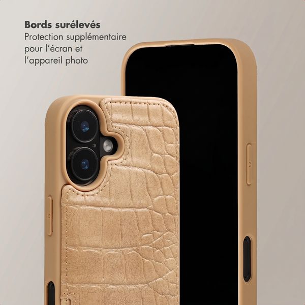 Selencia Coque de télephone Nova Croco avec cordon et porte-cartes Apple iPhone 17 - Toasted Almond