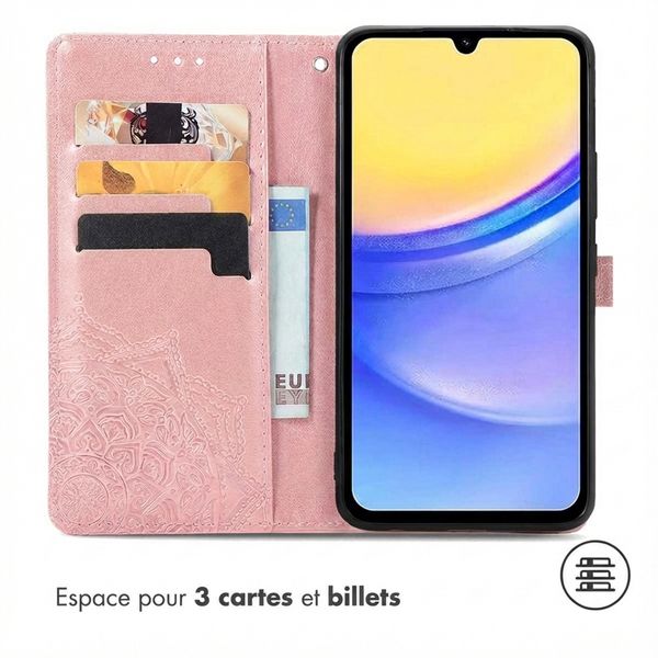 imoshion Etui de télephone Mandala Samsung Galaxy A15 (5G/4G) - Rose Doré