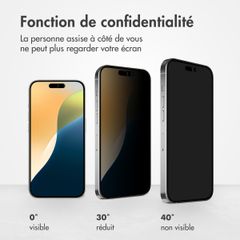 Accezz Protection d'écran en verre trempé Privacy Apple iPhone 17 / 17 Pro / 16 Pro