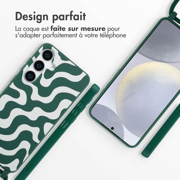 imoshion Coque design en silicone avec cordon Samsung Galaxy S25 Plus - Petrol Green Groovy