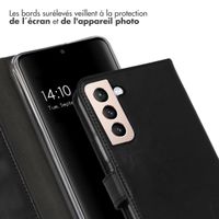 Selencia Étui portefeuille en cuir véritable Samsung Galaxy S22 Plus - Noir