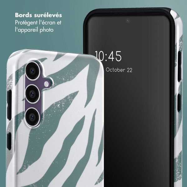 Selencia Coque arrière Vivid Samsung Galaxy S23 FE - Colorful Zebra Pine Blue