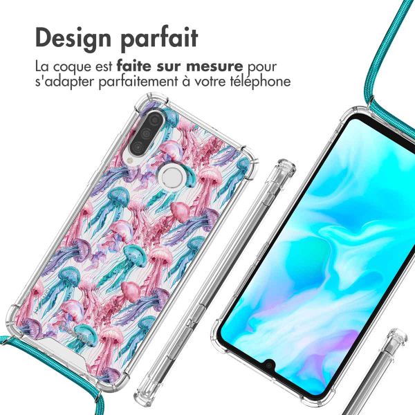 imoshion Coque Design avec cordon Huawei P30 Lite - Jellyfish Watercolor