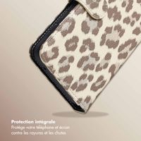 Selencia Étui de télephone portefeuille imprimé léopard Sabi Samsung Galaxy A55 - Soft Ivory