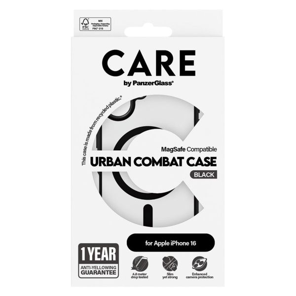 CARE by PanzerGlass Coque Urban Combat MagSafe Apple iPhone 16 - Urban Combat Black