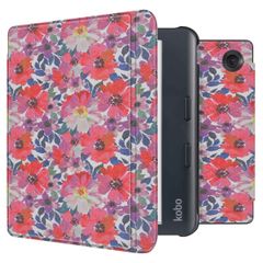 imoshion Design Slim Hard Sleepcover avec support Kobo Libra Colour / Tolino Vision Color - Flower Watercolor