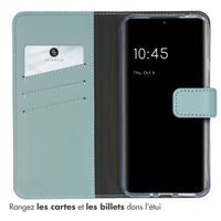 Selencia Étui portefeuille en cuir véritable Samsung Galaxy A54 (5G) - Bleu clair