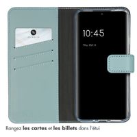 Selencia Étui de téléphone portefeuille en cuir véritable Samsung Galaxy A54 (5G) - Air Blue