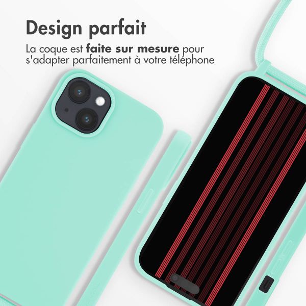 imoshion Coque en silicone avec cordon Apple iPhone 15 - Vert menthe