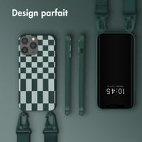 Selencia ﻿Coque design en silicone avec cordon amovible iPhone 13 Pro Max - Irregular Check Green