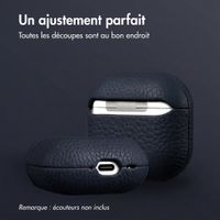 Accezz Coque en cuir véritable  Apple Airpods 4 - Bleu foncé