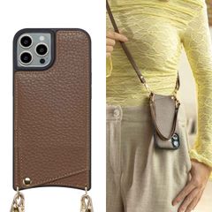 Selencia Coque de télephone Nova avec cordon et porte-cartes Apple iPhone 15 Pro - Mocha Brown