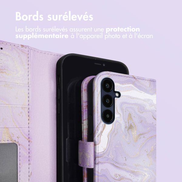 imoshion Étui de télephone portefeuille Design Samsung Galaxy A55 - Purple Marble