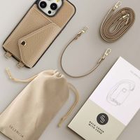 Selencia Coque à cordon avec porte-cartes enveloppe Sera iPhone 14 Pro - Beige