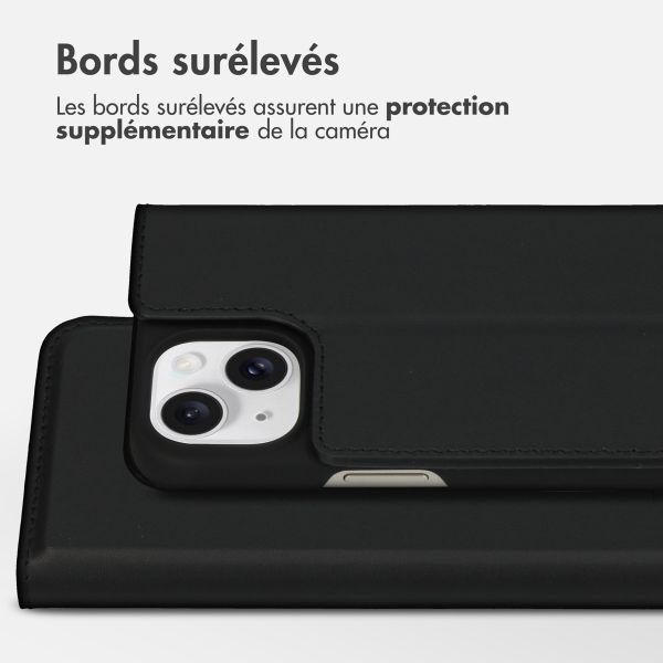 Accezz Étui de télephone Slim Folio en cuir de qualité supérieure Apple iPhone 15 - Noir
