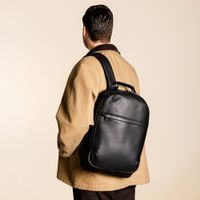 Accezz Leather Sac à dos ordinateur 16 pouces - Noir