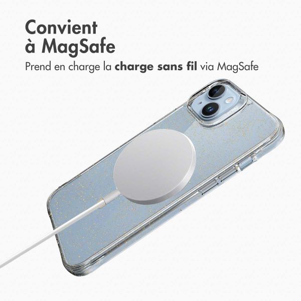 imoshion Coque arrière transparente Pailletée avec MagSafe Apple iPhone 14 - Doré