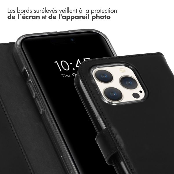 Selencia Étui portefeuille en cuir véritable Apple iPhone 15 Pro - Noir