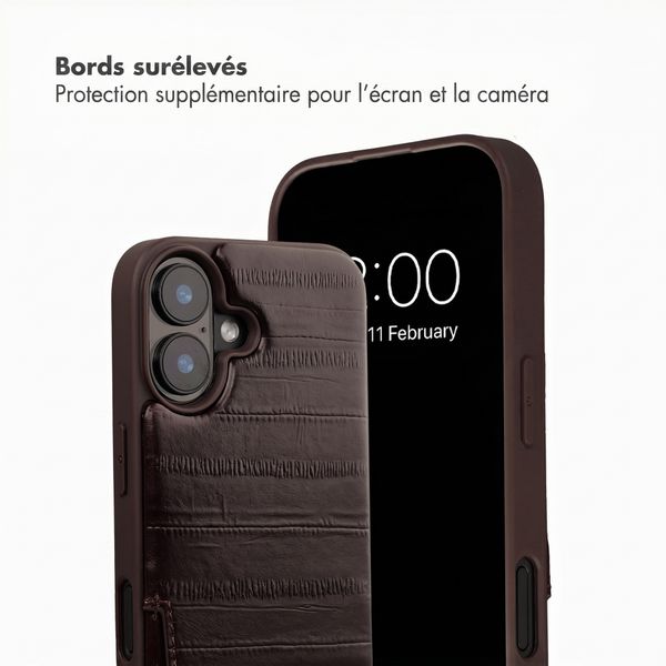 Selencia Nova coque arrière en cuir véritable avec porte-cartes Apple iPhone 17 - Dark Chocolate