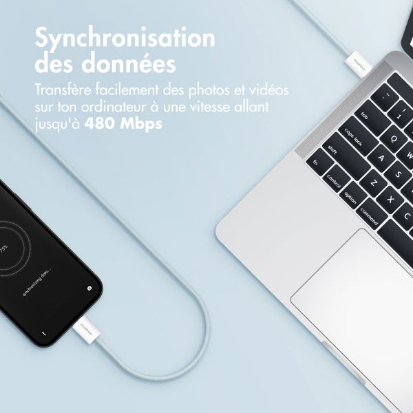 imoshion Câble USB-C vers USB-C - Tressé - 2 mètres - Bleu