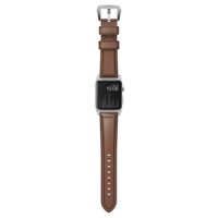 Nomad Bracelet traditionnel en cuir Apple Watch Series 1 t/m 11 / SE / Ultra (44/45/46/49 mm) - Brown / Silver