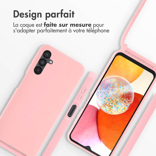 imoshion Coque en silicone avec cordon Samsung Galaxy A14 (5G) - Rose