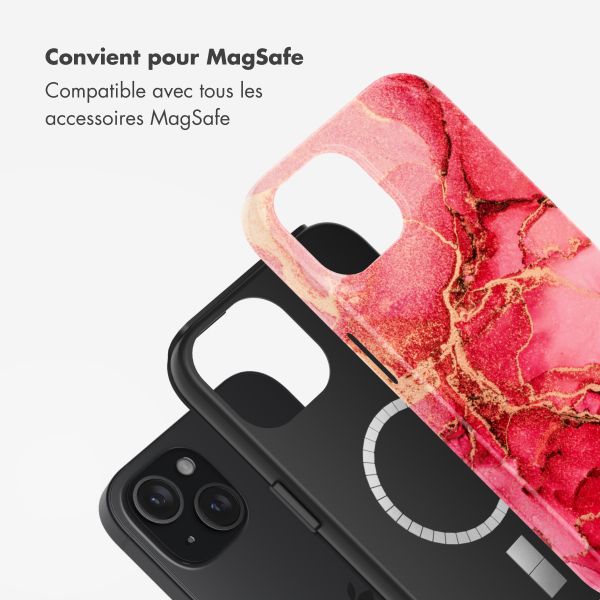 Selencia Coque arrière Vivid Tough avec MagSafe iPhone 15 - Rosy Marble