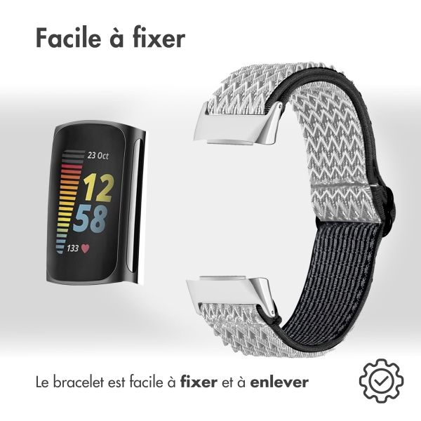 imoshion Bracelet en nylon élastique Fitbit Charge 5 - Blanc