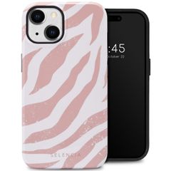 Selencia Coque arrière Vivid Tough iPhone 14 - Colorful Zebra Old Pink