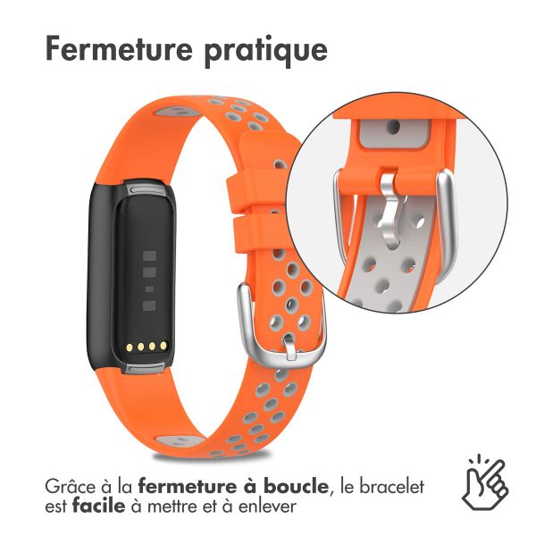 imoshion Bracelet sportif en silicone Fitbit Luxe - Orange/Gris