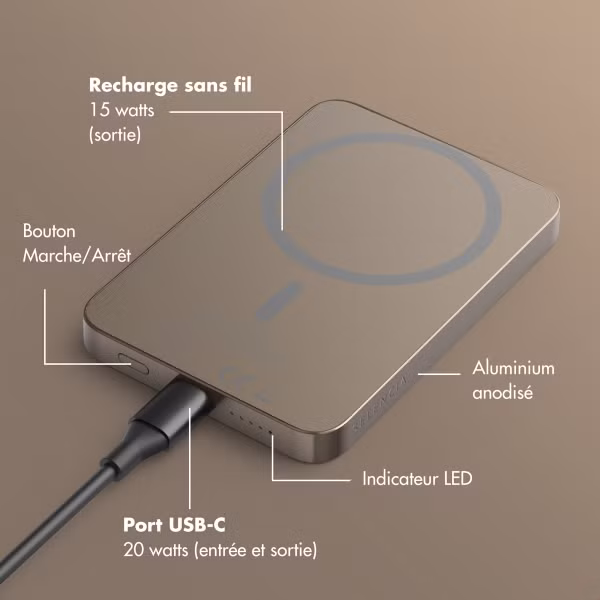 Selencia Powerbank Vivid 5 000 mAh - MagSafe et Qi2 - Desert Gold / Country Moo'd