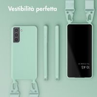 Selencia Coque silicone avec cordon amovible Samsung Galaxy S21 - Turquoise