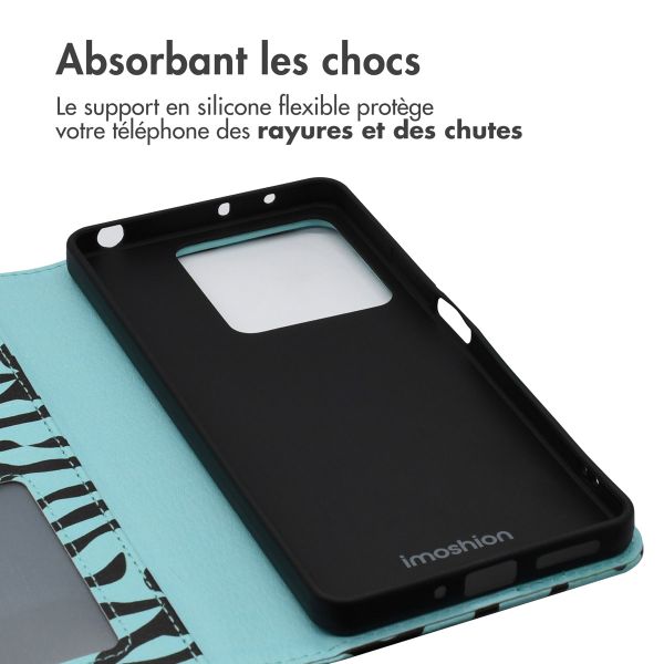 imoshion Étui de télephone portefeuille Design Xiaomi Redmi Note 13 (5G) - Black Blue Stripes