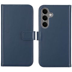 Selencia Étui de téléphone portefeuille en cuir véritable Samsung Galaxy S25 Plus - Bleu