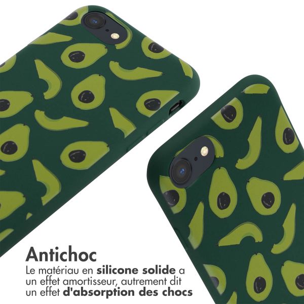 imoshion Coque design en silicone avec cordon iPhone SE (2022 / 2020) / 8 / 7 - Avocado Green