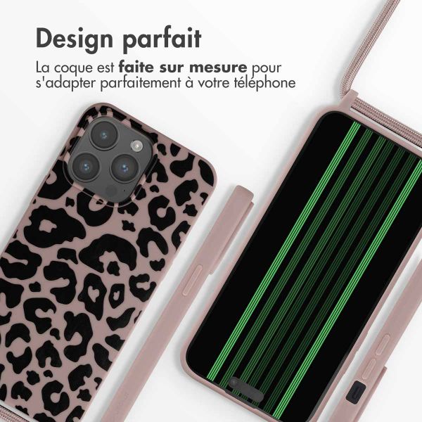 imoshion Coque design en silicone avec cordon Apple iPhone 15 Pro Max - Animal Pink