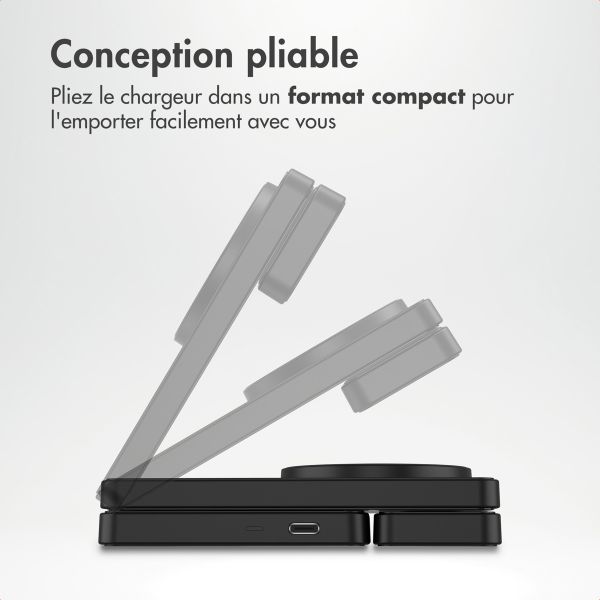 Accezz Chargeur sans fil pliable 3-in-1 MagSafe - 20W - Noir