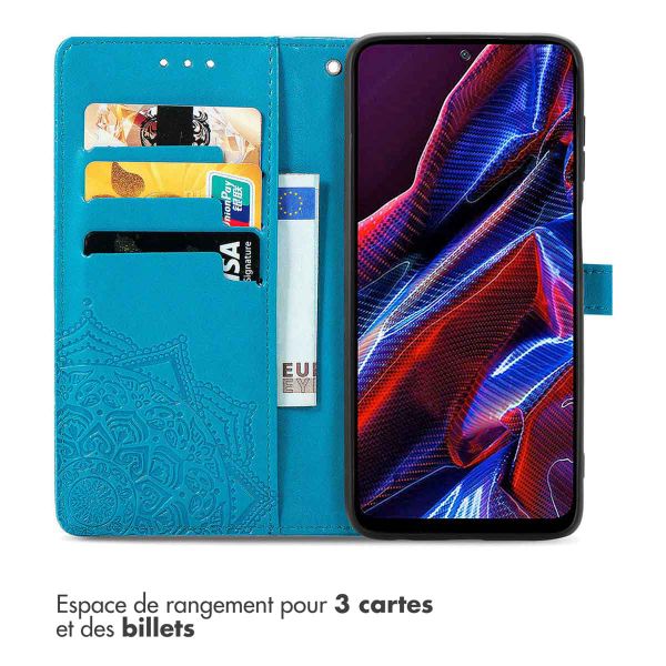 imoshion Etui de téléphone portefeuille Mandala Xiaomi Poco X5 5G - Turquoise