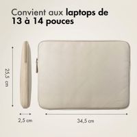Accezz Pochette ordinateur Leather avec fermeture éclair 13-14 pouces - Beige