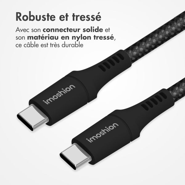 imoshion Câble tressé magnétique - USB-C vers USB-C - 1 mètre - Noir