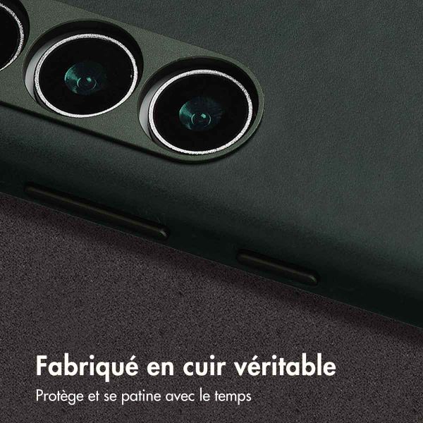 Accezz Coque MagSafe en cuir vintage Samsung Galaxy S24 / S25 - Smokey Green